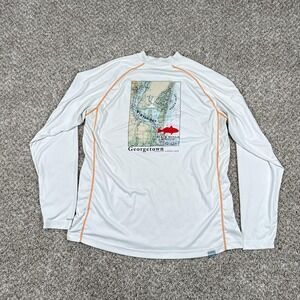 Simms SolarFlex Shirt Mens Large White Long Sleeve Fishing Georgetown Graphic